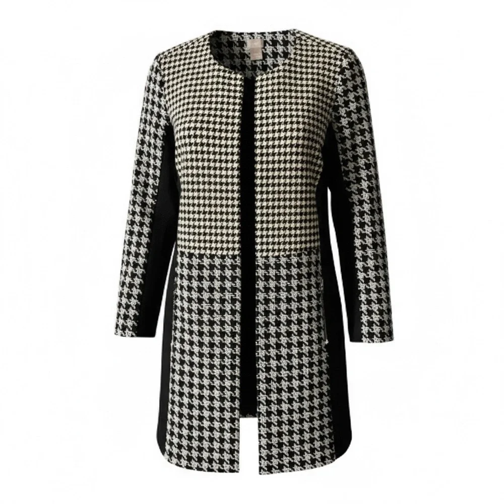 Chico’s Houndstooth Blazer, Jacket, Shacket, Coat, Plaid, Sz M, 8/10, Chico’s 1 - Picture 2 of 13